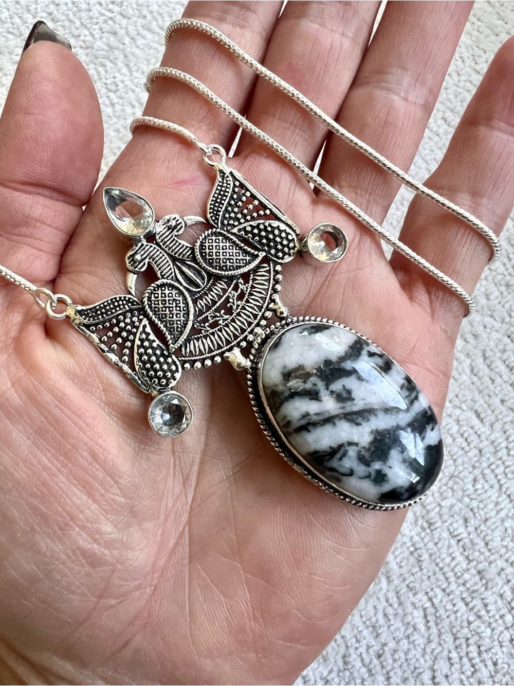 925 Sacred Spirit White Buffalo Turquoise Talisman Pendant Necklace